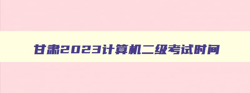 甘肃2023计算机二级考试时间,甘肃省计算机二级2023年时间