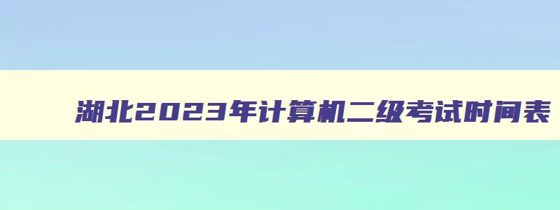 湖北2023年计算机二级考试时间表,湖北2023年计算机二级考试时间