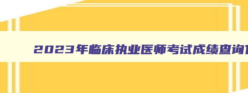 2023年临床执业医师考试成绩查询官网