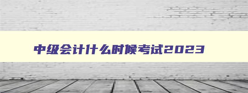 中级会计什么时候考试2023