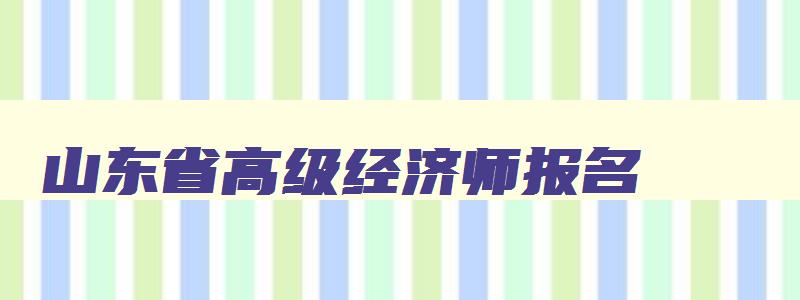 山东省高级经济师报名