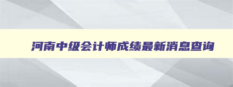 河南中级会计师成绩最新消息查询,河南中级会计师成绩最新消息