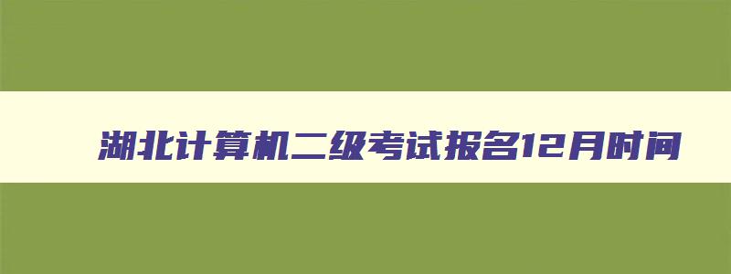 湖北计算机二级考试报名12月时间