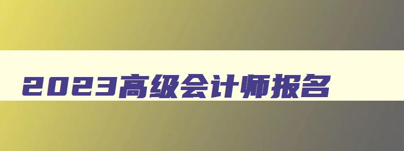 2023高级会计师报名,21年高级会计报名