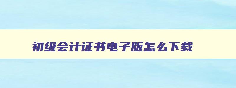 初级会计证书电子版怎么下载,初级会计证书丢失了怎么办