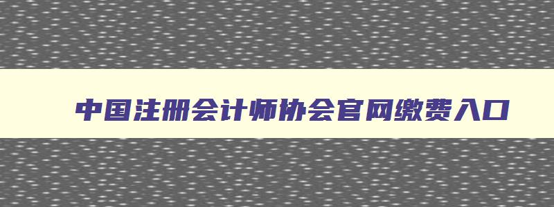 中国注册会计师协会官网缴费入口