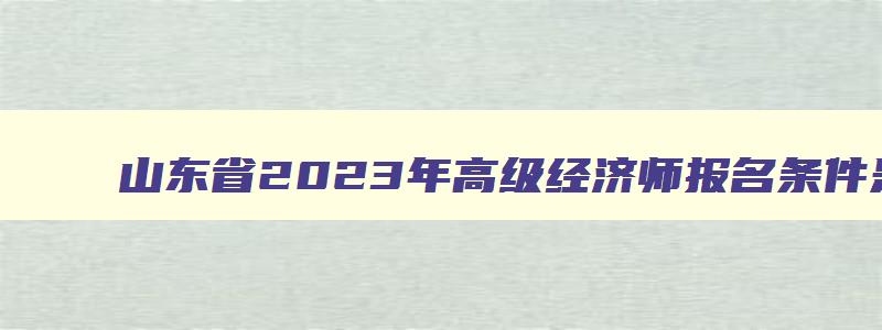 山东省2023年高级经济师报名条件是什么,山东省2023年高级经济师报名条件
