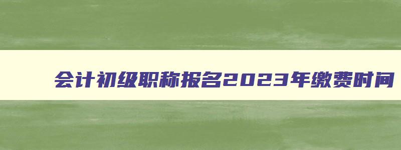 会计初级职称报名2023年缴费时间