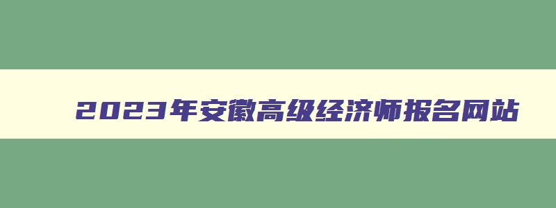 2023年安徽高级经济师报名网站（安徽省高级经济师报名时间2023年）