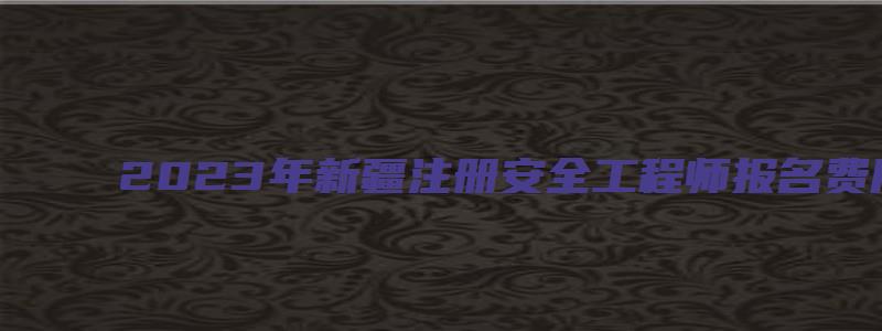 2023年新疆注册安全工程师报名费用（2023年新疆注册安全工程师报名费用是多少）