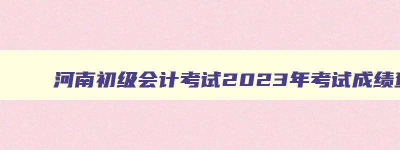 河南初级会计考试2023年考试成绩查询,2023年河南初级会计通过率