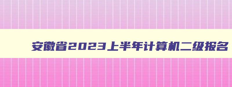 安徽省2023上半年计算机二级报名,安徽省计算机二级2023下半年报名