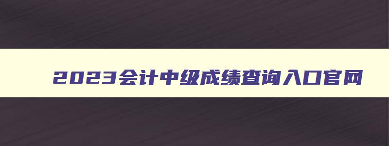 2023会计中级成绩查询入口官网