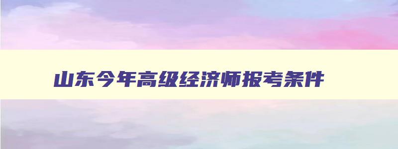 山东今年高级经济师报考条件