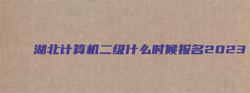 湖北计算机二级什么时候报名2023（湖北计算机二级什么时候报名2023年）