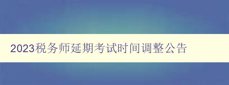 2023税务师延期考试时间调整公告