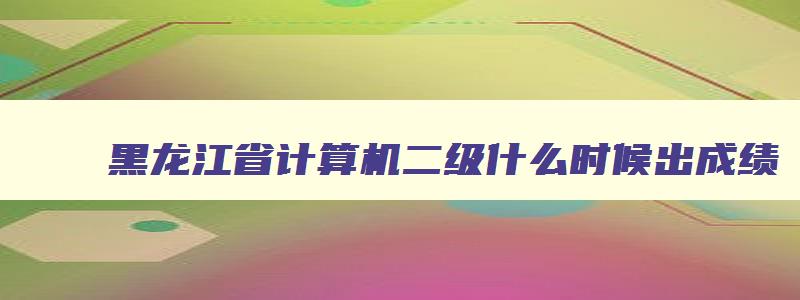 黑龙江省计算机二级什么时候出成绩