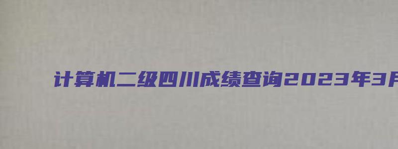 计算机二级四川成绩查询2023年3月（计算机二级四川成绩查询2023年3月）