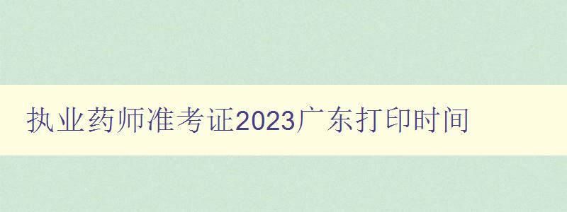 执业药师准考证2023广东打印时间