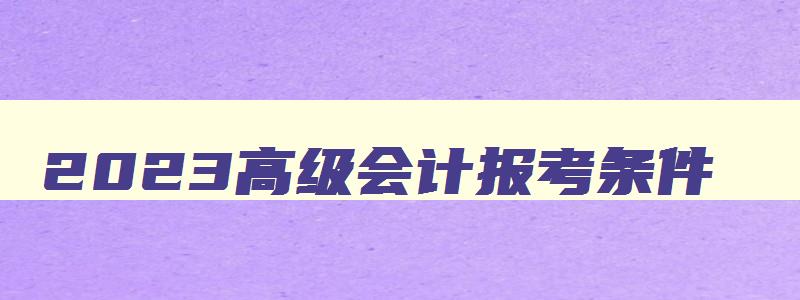 2023高级会计报考条件,2023年高级会计师报考要求