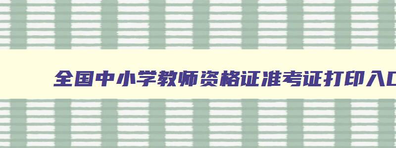 全国中小学教师资格证准考证打印入口