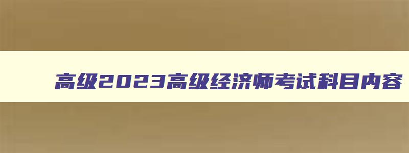 高级2023高级经济师考试科目内容