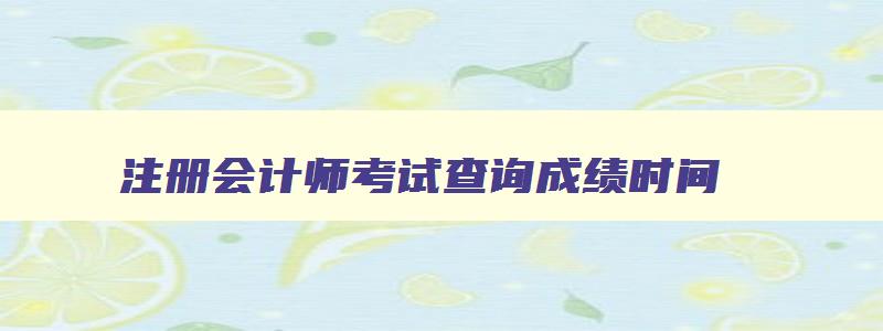 注册会计师考试查询成绩时间,2023注册会计师考试成绩查询入口