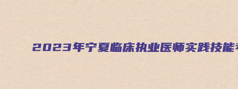 2023年宁夏临床执业医师实践技能考试时间（2023年宁夏执业医师技能考试时间）