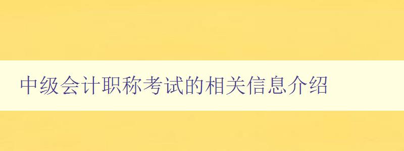 中级会计职称考试的相关信息介绍