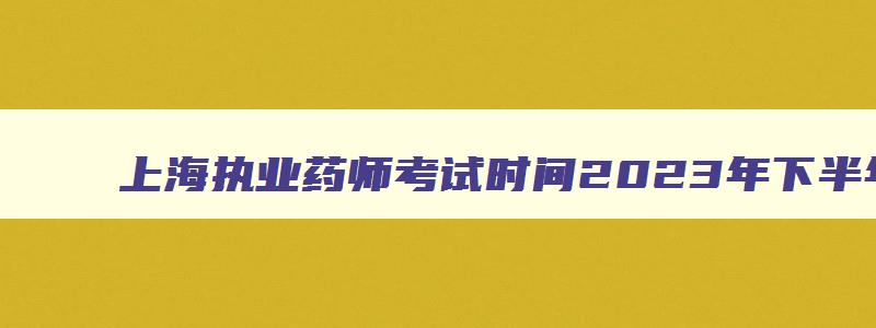 上海执业药师考试时间2023年下半年