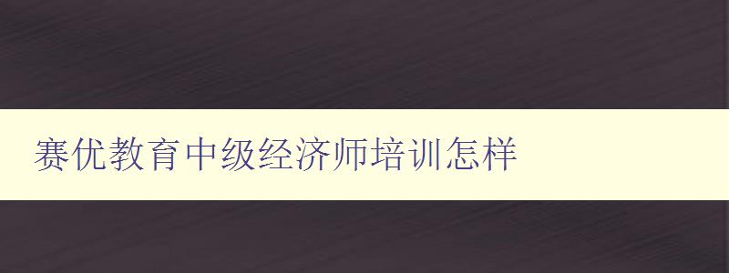 赛优教育中级经济师培训怎样