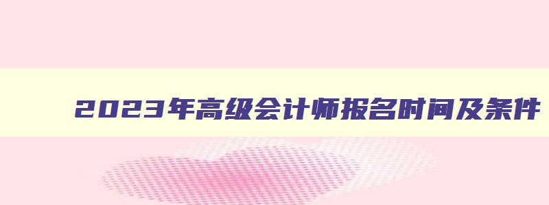 2023年高级会计师报名时间及条件