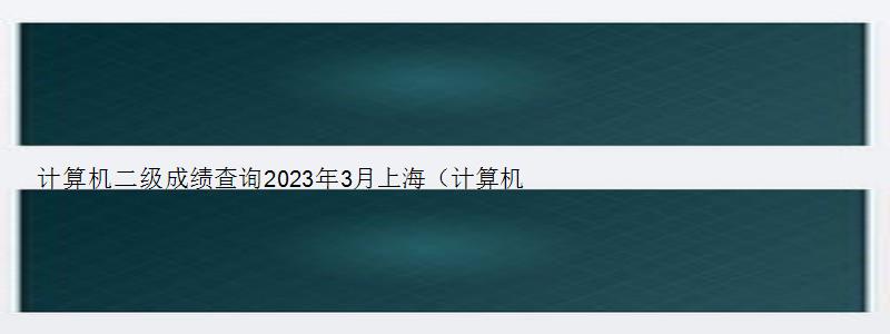 计算机二级成绩查询2023年3月上海（计算机二级成绩查询2023年3月上海）