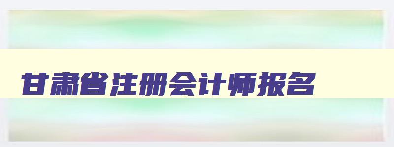 甘肃省注册会计师报名