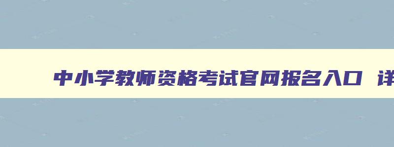 中小学教师资格考试官网报名入口