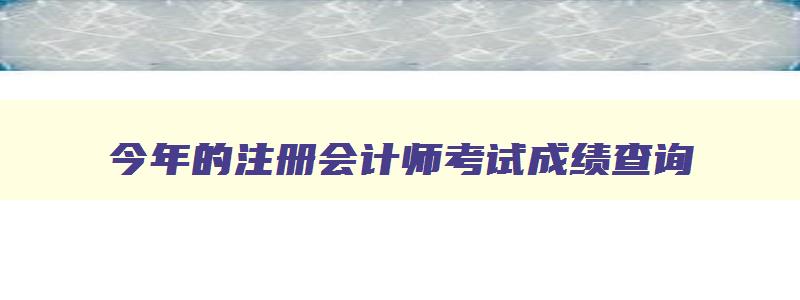 今年的注册会计师考试成绩查询