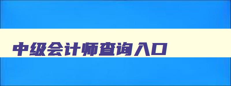 中级会计师查询入口