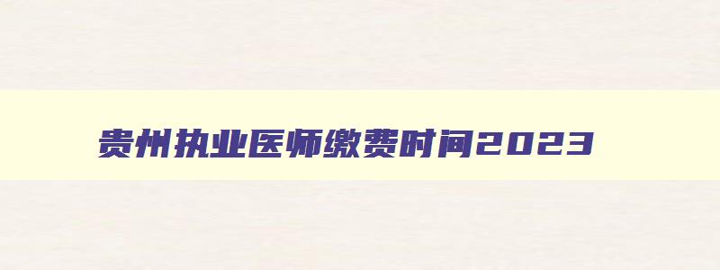 贵州执业医师缴费时间2023,贵州省执业医师考试缴费时间