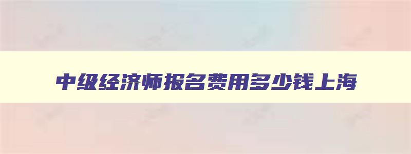 中级经济师报名费用多少钱上海