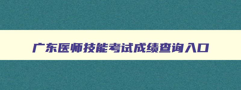 广东医师技能考试成绩查询入口